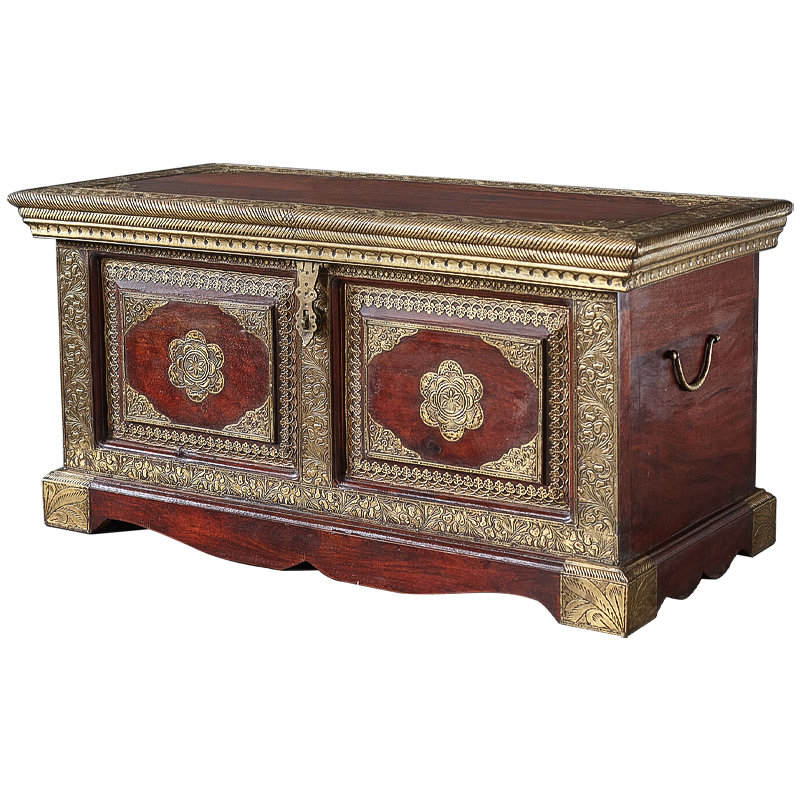 Сундук с латунной чеканкой Kanta Indian Inlaid Chest Латунь Коричневый Сундук с латунной чеканкой Kanta Indian Inlaid Chest Латунь Коричневый в Волгограде | Loft Concept