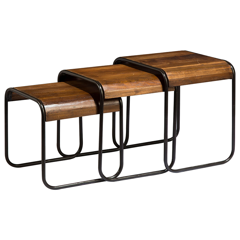 Комплект из 3-х приставных столов Sydney Side Tables Коричневый Черный Комплект из 3-х приставных столов Sydney Side Tables Коричневый Черный в Волгограде | Loft Concept