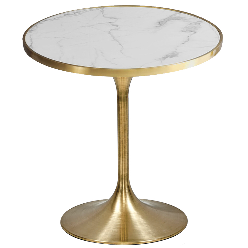 Обеденный стол Lovisa Table Circle Белый Латунь сатинированная в Волгограде | Loft Concept 