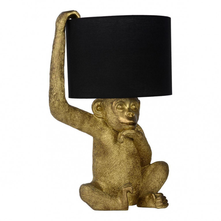 Настольная лампа с Золотой Обезьяной Monkey holding a lampshade Черный Золотой в Волгограде | Loft Concept 