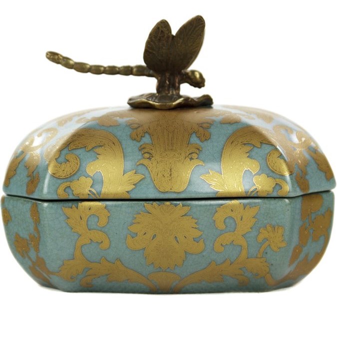 Шкатулка Box Gold on Blue Голубой пастельный Бронза Золотой Шкатулка Box Gold on Blue Голубой пастельный Бронза Золотой в Волгограде | Loft Concept