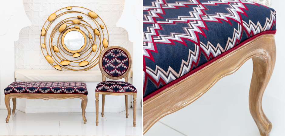 Банкетка Ikat Pattern с золотой патиной Банкетка Ikat Pattern с золотой патиной - Loft-Concept в Волгограде