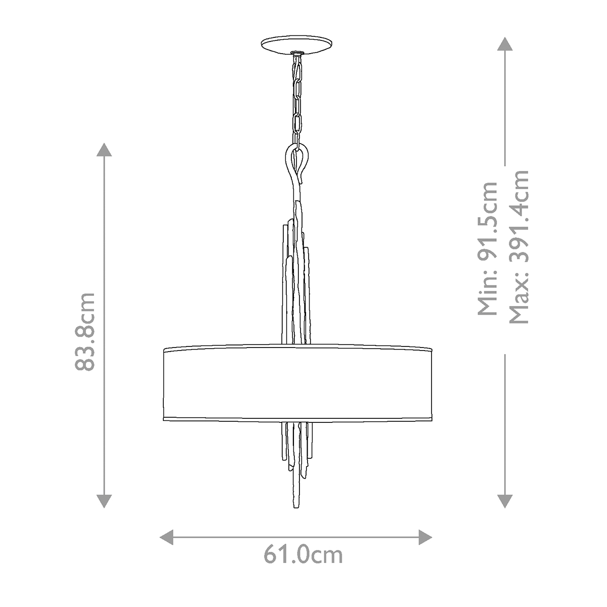 Люстра подвесная с широким белым текстильным абажуром и вертикальными декоративными элементами Hinkley в Волгограде