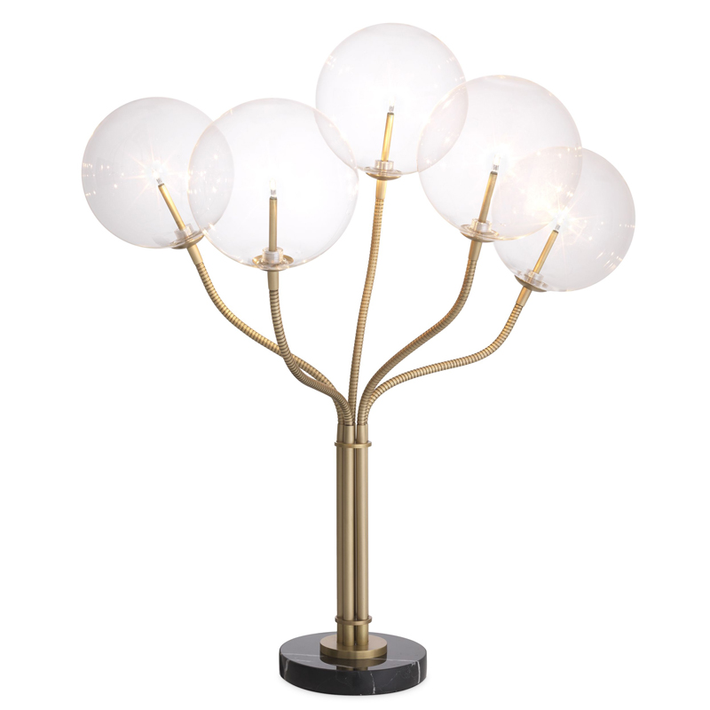 Настольная лампа Eichholtz Table Lamp Elon Латунь Античная полированная Прозрачный Черный Мрамор Nero Настольная лампа Eichholtz Table Lamp Elon Латунь Античная полированная Прозрачный Черный Мрамор Nero в Волгограде | Loft Concept