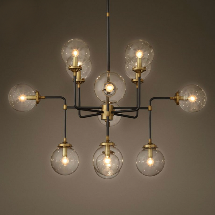 Люстра Bistro Globe Clear Glass Chandelier 12 Черный Люстра Bistro Globe Clear Glass Chandelier 12 Черный в Волгограде | Loft Concept