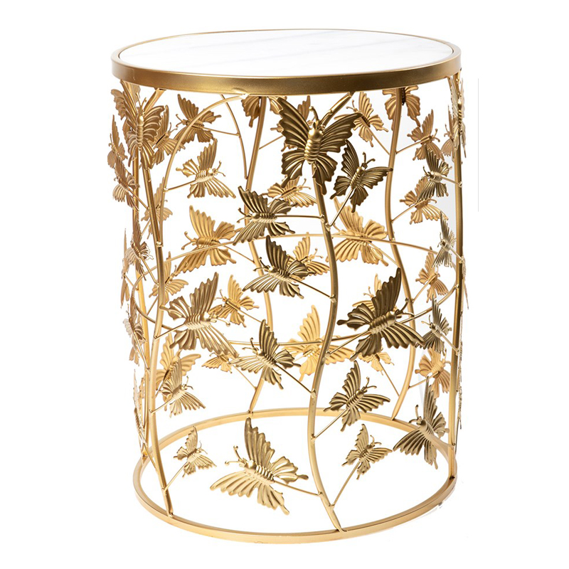 Приставной стол Gold Butterfly белый мрамор Золотой Белый Мрамор Bianco в Волгограде | Loft Concept 