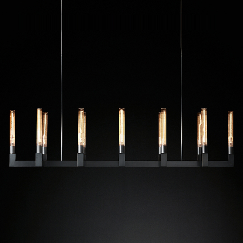 Люстра RH CANELLE Linear Chandelier 12 Modern Black Черный матовый Люстра RH CANELLE Linear Chandelier 12 Modern Black Черный матовый в Волгограде | Loft Concept