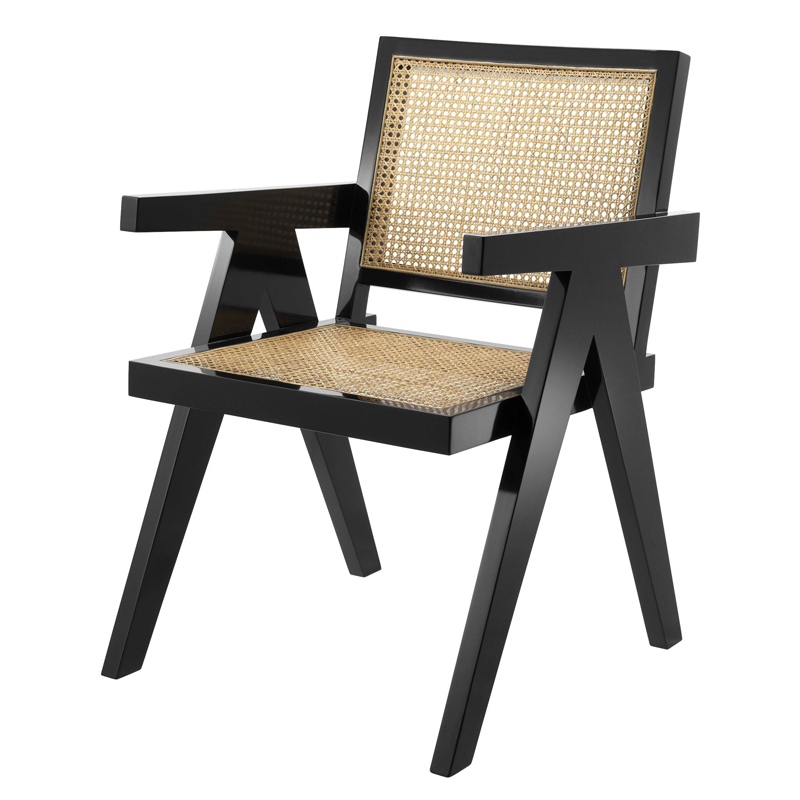 Стул Eichholtz Dining Chair Adagio Черный Бежевый в Волгограде | Loft Concept 
