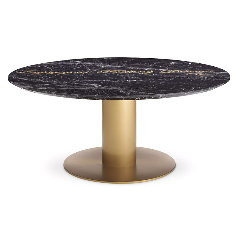 Круглый обеденный стол c чёрной мраморной столешницей Philipp Plein Dining Table Enjoy Черный Мрамор Nero Золотой Круглый обеденный стол c чёрной мраморной столешницей Philipp Plein Dining Table Enjoy Черный Мрамор Nero Золотой в Волгограде | Loft Concept