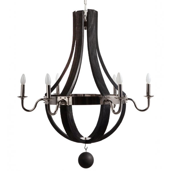 Люстра RH Wine Barrel chandelier Polished nickel Черный Люстра RH Wine Barrel chandelier Polished nickel Черный в Волгограде | Loft Concept