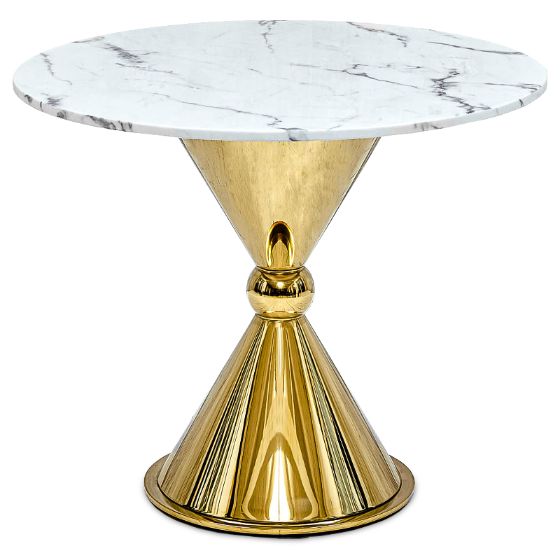 Обеденный стол Furness Dining Table Глянцевое золото Белый Мрамор Bianco Обеденный стол Furness Dining Table Глянцевое золото Белый Мрамор Bianco в Волгограде | Loft Concept