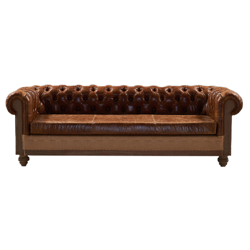 Диван Deconstructed Chesterfield Sofa triple Brown leather Коричневый ivory ( слоновая кость ) Диван Deconstructed Chesterfield Sofa triple Brown leather Коричневый ivory ( слоновая кость ) в Волгограде | Loft Concept