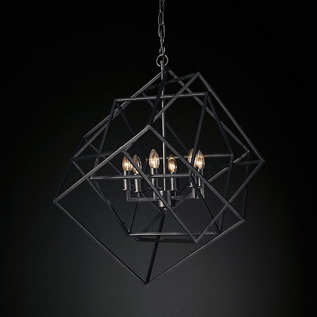 Люстра RH Caged Cubist Pendant black Черный Люстра RH Caged Cubist Pendant black Черный в Волгограде | Loft Concept