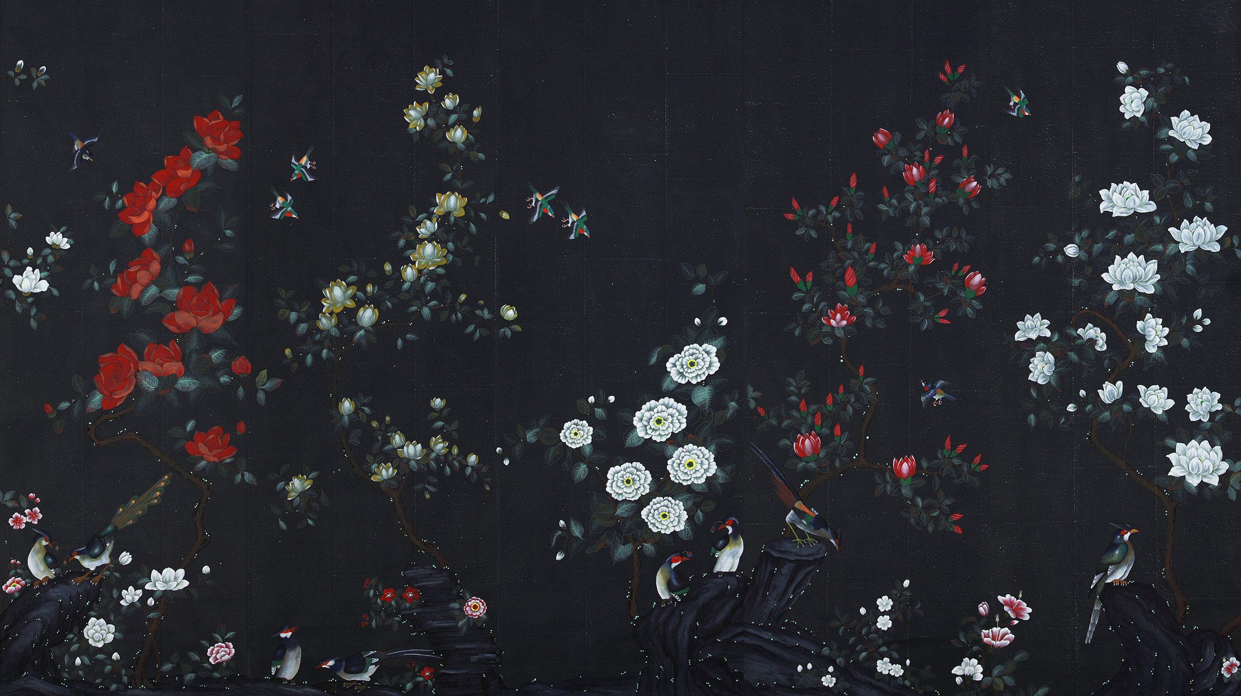 Обои шинуазри Japanese Garden Original colourway on Pitch India tea paper Обои шинуазри Japanese Garden Original colourway on Pitch India tea paper - постер Loft-Concept в Волгограде