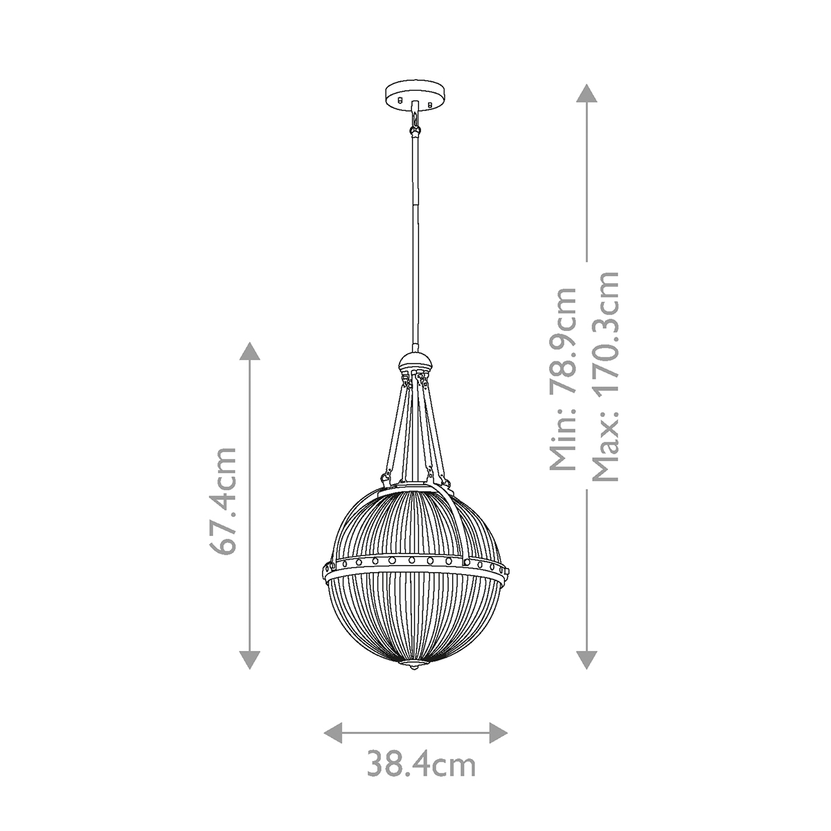 Подвесной светильник с рифленым стеклянным плафоном в форме шара Kichler в Волгограде