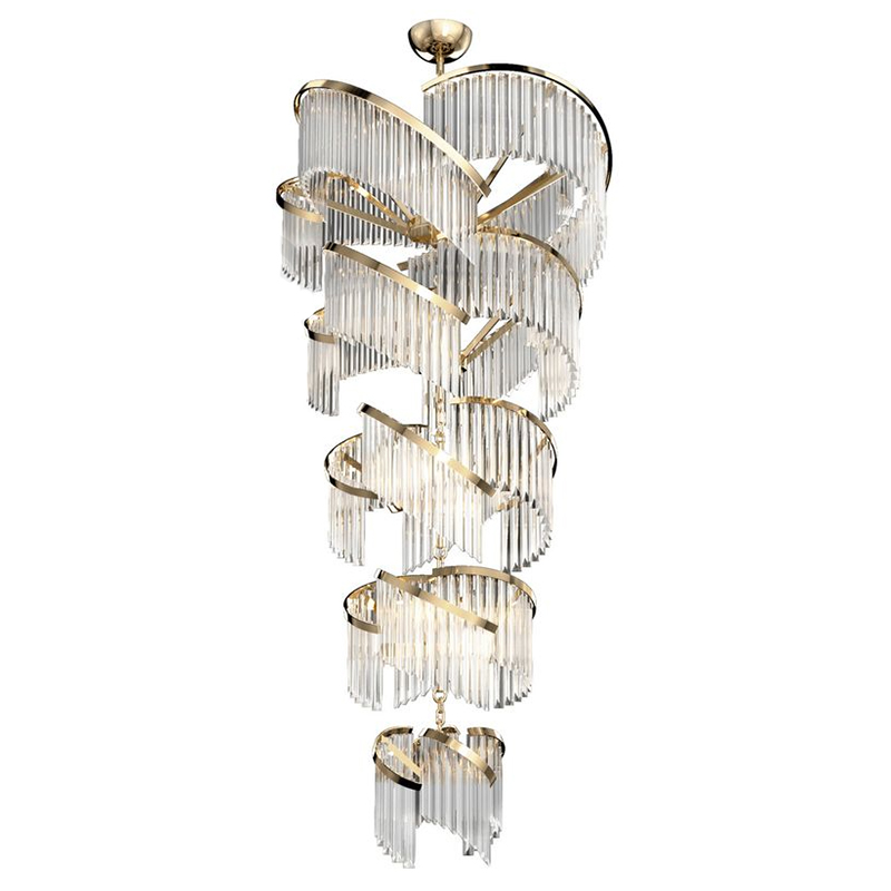 Большая Многоярусная Люстра для Высокого потолка Odeon Large Tiered Chandelier Золотой Прозрачное Стекло Большая Многоярусная Люстра для Высокого потолка Odeon Large Tiered Chandelier Золотой Прозрачное Стекло в Волгограде | Loft Concept