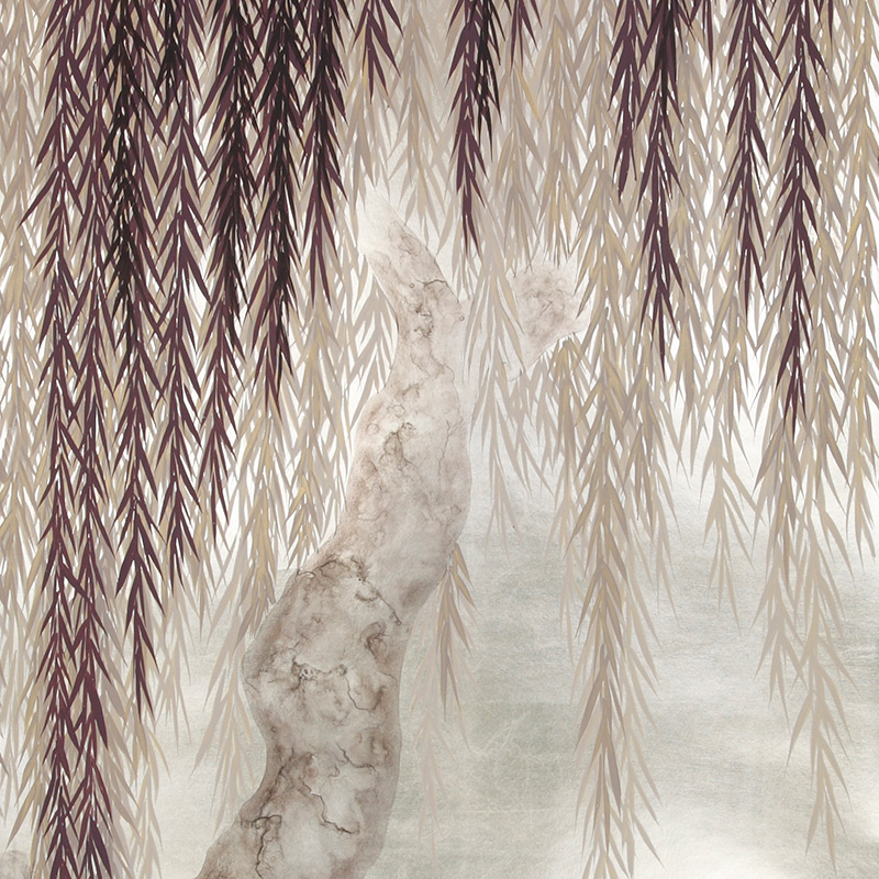 Обои ручная роспись Willow Boysenberry on White Metal gilded paper Обои ручная роспись Willow Boysenberry on White Metal gilded paper в Волгограде | Loft Concept