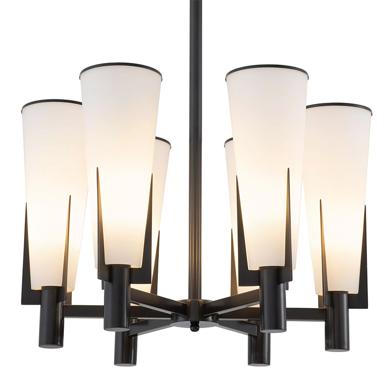 Люстра Eichholtz Chandelier Dino Bronze Белое матовое стекло Черный Темная бронза Люстра Eichholtz Chandelier Dino Bronze Белое матовое стекло Черный Темная бронза в Волгограде | Loft Concept