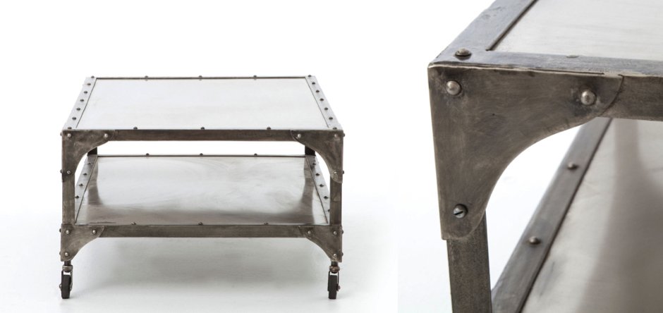 Кофейный стол Industrial Steampunk Nickel Coffee Table Кофейный стол Industrial Steampunk Nickel Coffee Table - Loft-Concept в Волгограде