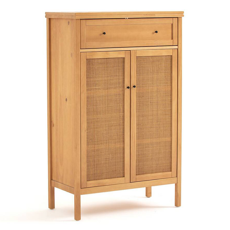 Комод в скандинавском стиле с плетеными дверцами Niels Wicker 3 drawers Светлый дуб Комод в скандинавском стиле с плетеными дверцами Niels Wicker 3 drawers Светлый дуб в Волгограде | Loft Concept