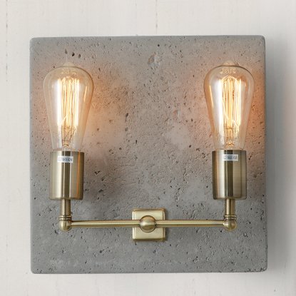 Бра Concrete SocKet Double Bra Латунь Античная полированная Серый бетон Бра Concrete SocKet Double Bra Латунь Античная полированная Серый бетон в Волгограде | Loft Concept