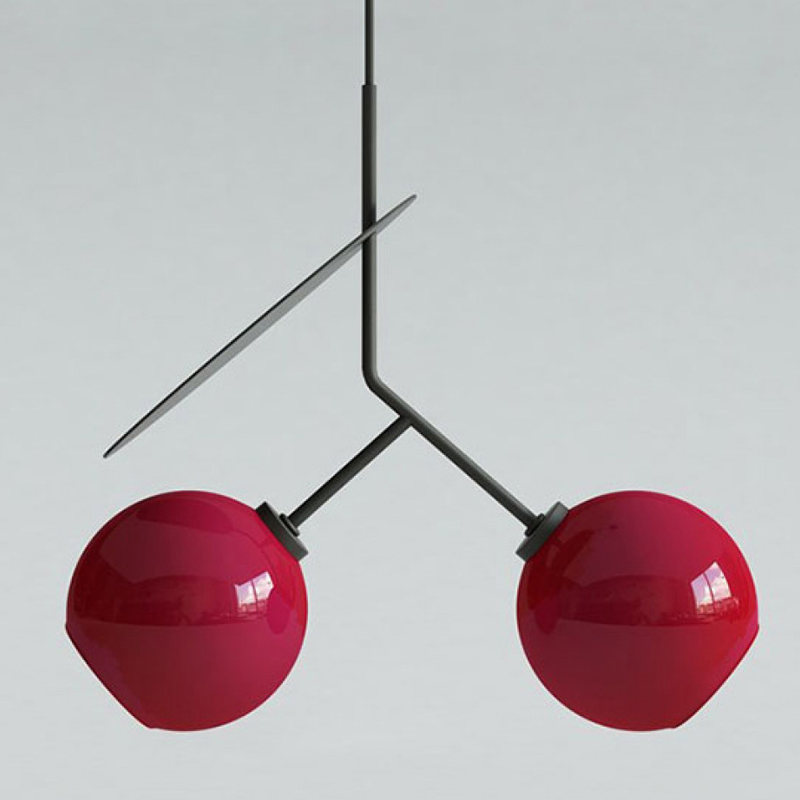 Подвесной светильник Cherry Pendant Double Red Красный Черный Подвесной светильник Cherry Pendant Double Red Красный Черный в Волгограде | Loft Concept