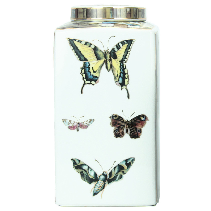 Ваза с крышкой Ceramic Flowers and Butterflies Vase Белый Мульти Ваза с крышкой Ceramic Flowers and Butterflies Vase Белый Мульти в Волгограде | Loft Concept