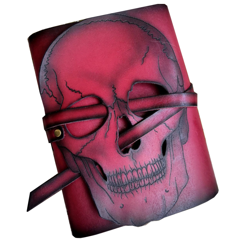 Кожаный Блокнот Красный Череп Grimoire Red Skull Красный в Волгограде | Loft Concept 
