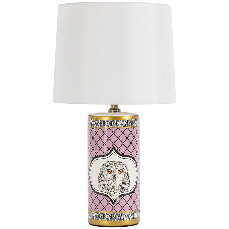 Настольная лампа Owl Collection Pink Lampshade Белый Розовый Черно-белый Золотой Настольная лампа Owl Collection Pink Lampshade Белый Розовый Черно-белый Золотой в Волгограде | Loft Concept
