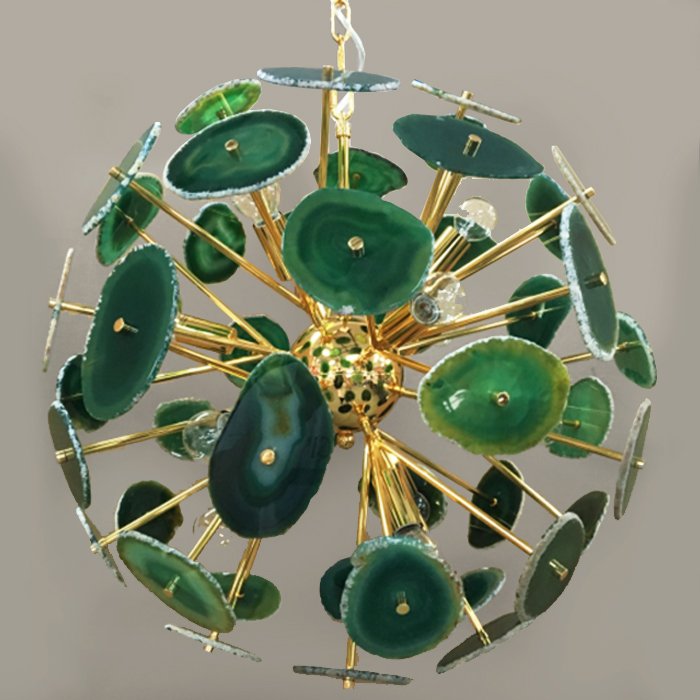 Люстра Agate Burst Chandelier Green Зеленый Золотой Люстра Agate Burst Chandelier Green Зеленый Золотой в Волгограде | Loft Concept