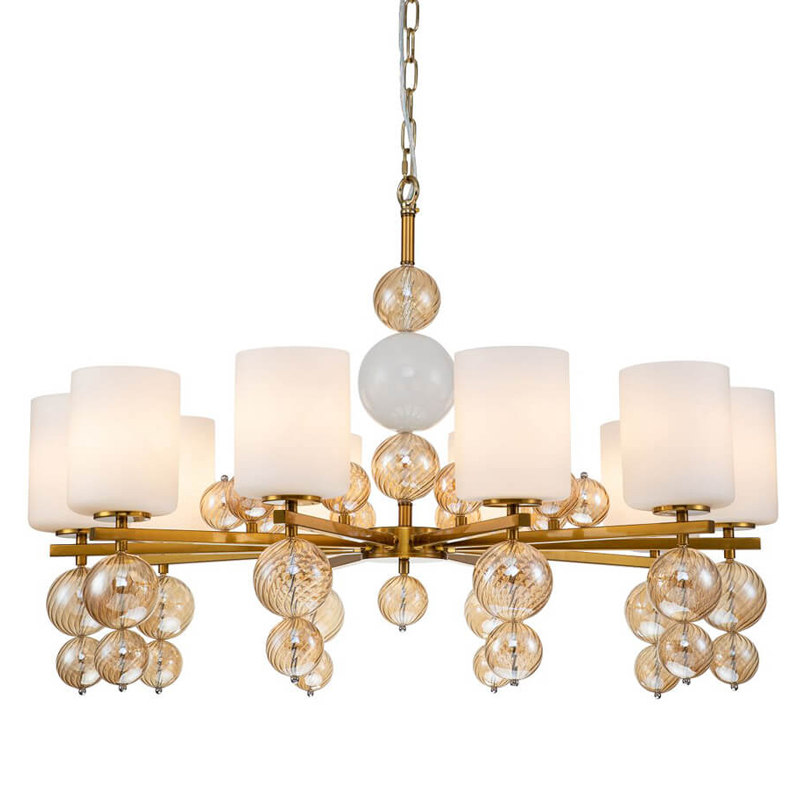 Люстра Blown Glass Balloons Chandelier 10 Латунь Белый Янтарный Люстра Blown Glass Balloons Chandelier 10 Латунь Белый Янтарный в Волгограде | Loft Concept