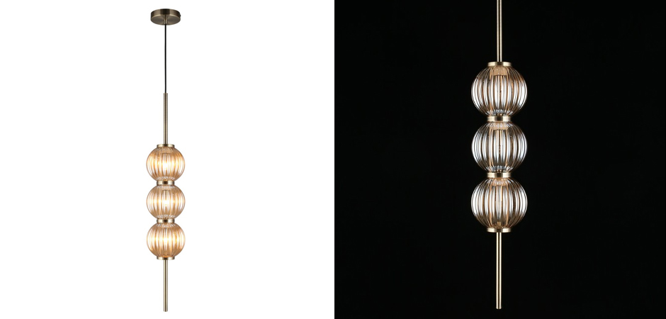 Подвесной светильник Shell Beads с янтарным стеклом Подвесной светильник Shell Beads с янтарным стеклом - Loft-Concept в Волгограде