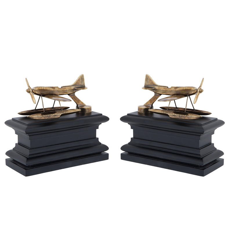 Держатель для книг Eichholtz Bookend Hydroplane set of 2 brass Латунь Античная полированная Черный Держатель для книг Eichholtz Bookend Hydroplane set of 2 brass Латунь Античная полированная Черный в Волгограде | Loft Concept