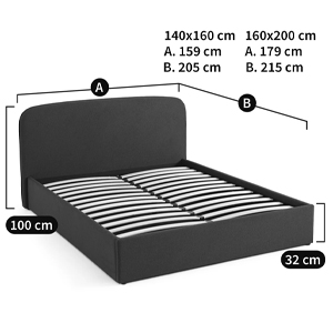 Двуспальная кровать с подъемным механизмом Mathise Bed Deep Blue в Волгограде