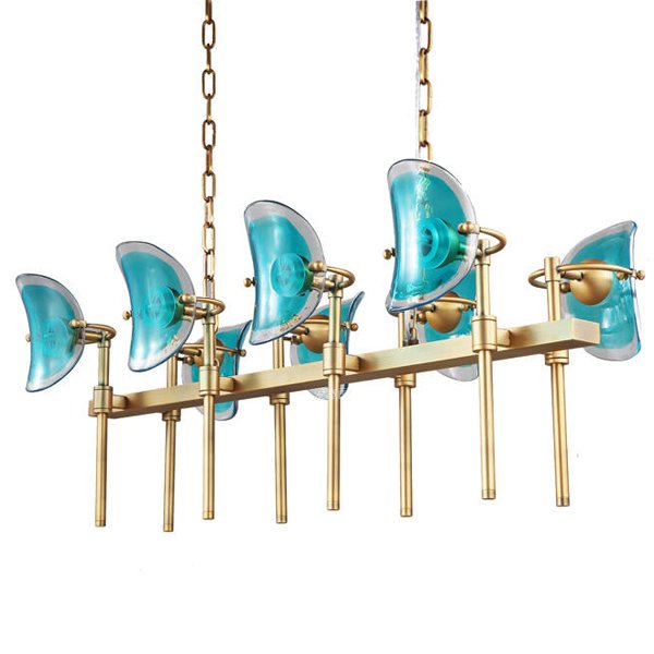 Люстра Lily Turquoise Glass rectangle Золотой Бирюзовый Люстра Lily Turquoise Glass rectangle Золотой Бирюзовый в Волгограде | Loft Concept