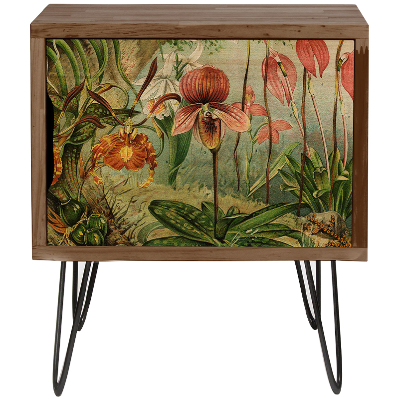 Тумба с цветочным изображением Floral Wood Nightstand 2 Коричневый Зеленый Красный Тумба с цветочным изображением Floral Wood Nightstand 2 Коричневый Зеленый Красный в Волгограде | Loft Concept