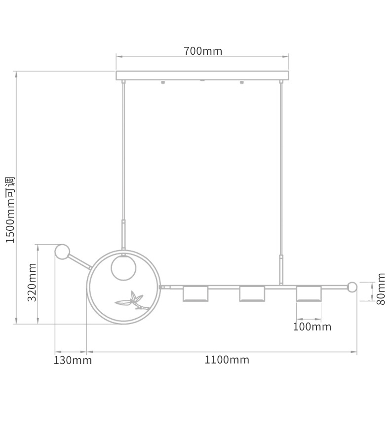 Линейный светильник Metal Wood Ring Leaf Linear Light Линейный светильник Metal Wood Ring Leaf Linear Light в Волгограде