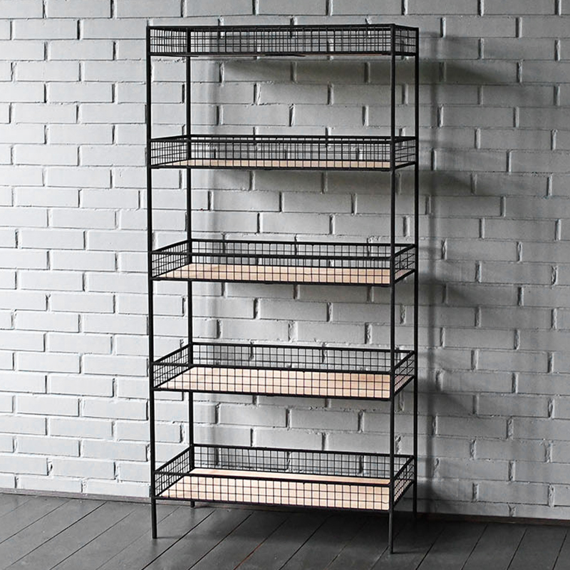 Стеллаж Keith Industrial Metal Rust Rack Черный Древесина Стеллаж Keith Industrial Metal Rust Rack Черный Древесина в Волгограде | Loft Concept