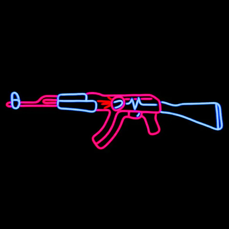 Неоновая настенная лампа Machine Gun Neon Wall Lamp Прозрачный Розовый Голубой в Волгограде | Loft Concept 