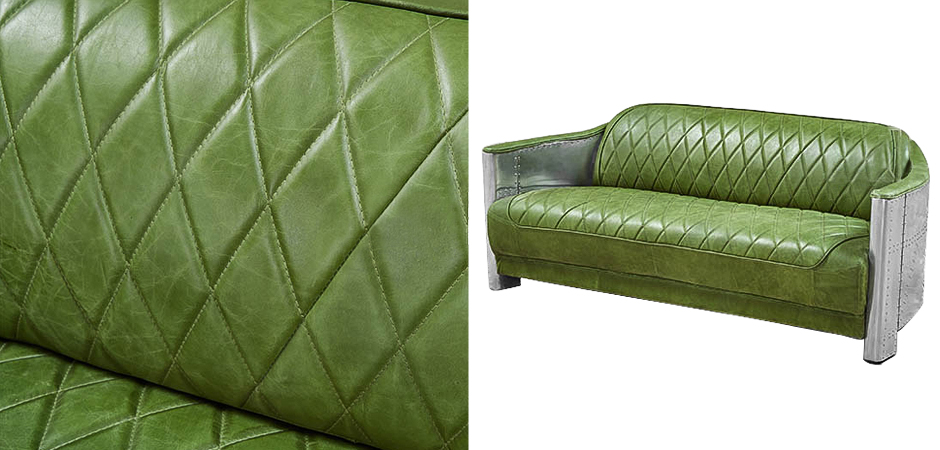 Диван Авиатор Sofa 2 seat зеленая кожа Диван Авиатор Sofa 2 seat зеленая кожа - Loft-Concept в Волгограде