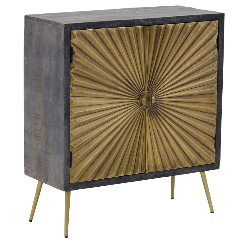 Комод с рельефным фасадом Loritz Sun Chest of Drawers Золотой Черный Комод с рельефным фасадом Loritz Sun Chest of Drawers Золотой Черный в Волгограде | Loft Concept