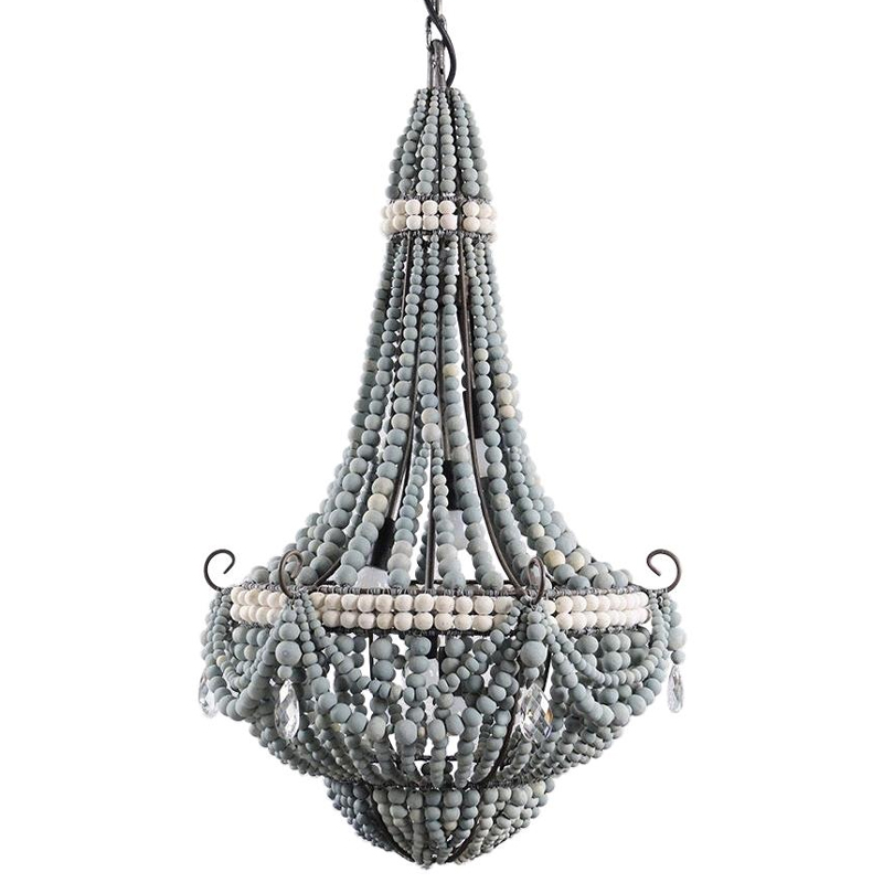 Люстра каплевидной формы украшенная серыми бусинами Wooden Beads Grey Chandelier Серый Белый Черный Люстра каплевидной формы украшенная серыми бусинами Wooden Beads Grey Chandelier Серый Белый Черный в Волгограде | Loft Concept