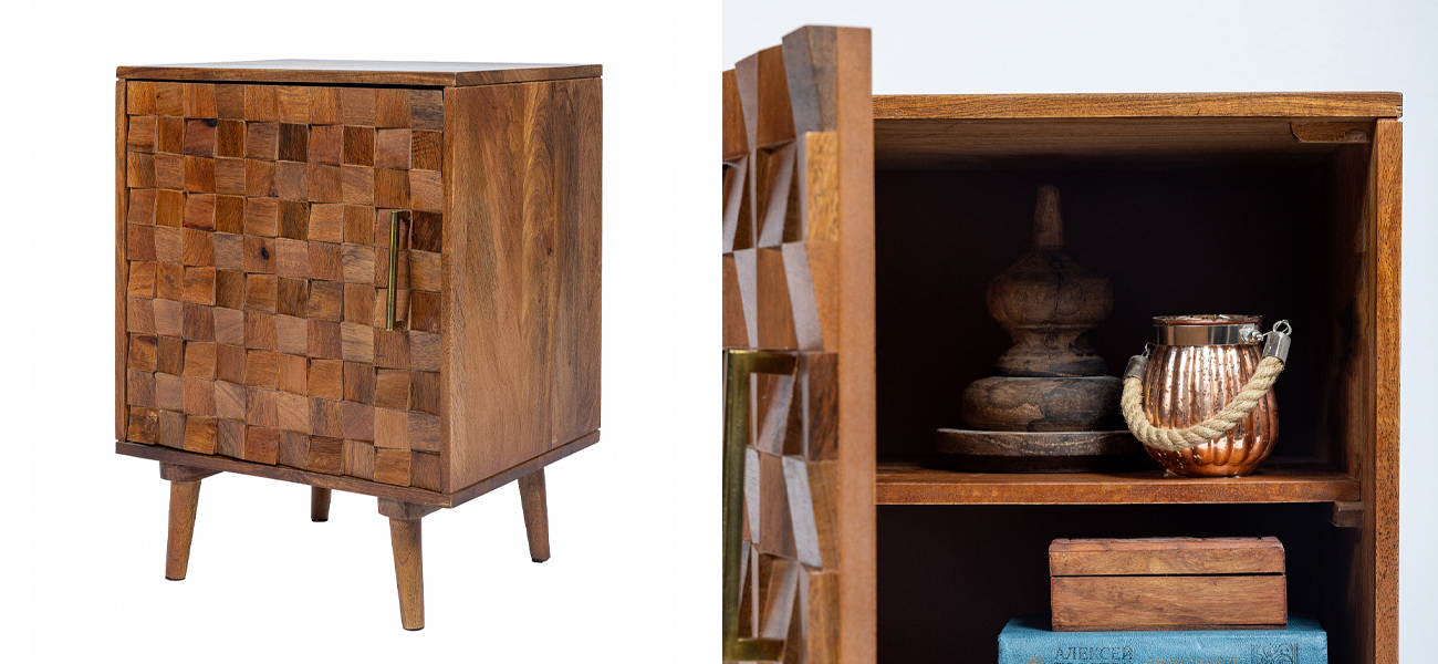 Прикроватная тумба из массива манго Yesenka - фото №1