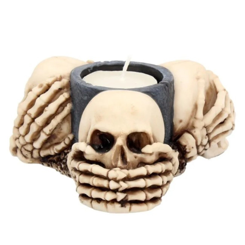 Подсвечник Three Wise Skulls Черный Бежево-серый в Волгограде | Loft Concept 