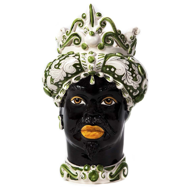 Ваза VASE MORO MAN MEDIUM green Черный Белый Зеленый Ваза VASE MORO MAN MEDIUM green Черный Белый Зеленый в Волгограде | Loft Concept