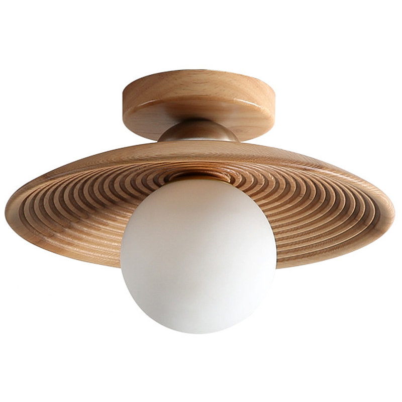 Потолочный светильник Ogata Wooden Light Коричневый Древесина Белое матовое стекло Потолочный светильник Ogata Wooden Light Коричневый Древесина Белое матовое стекло в Волгограде | Loft Concept
