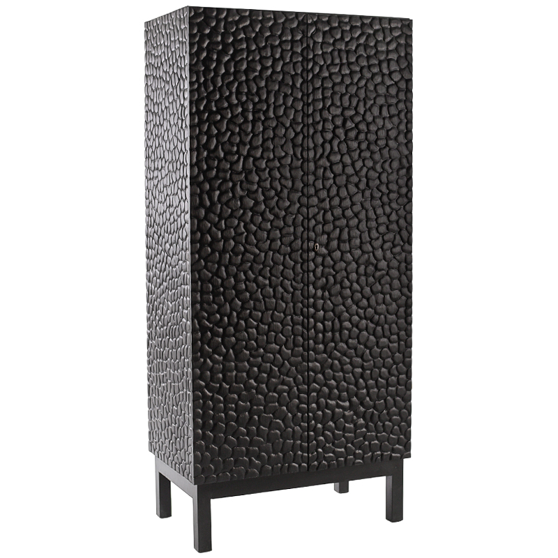Шкаф Black Pebble Wood Carved Cabinet Черный Шкаф Black Pebble Wood Carved Cabinet Черный в Волгограде | Loft Concept