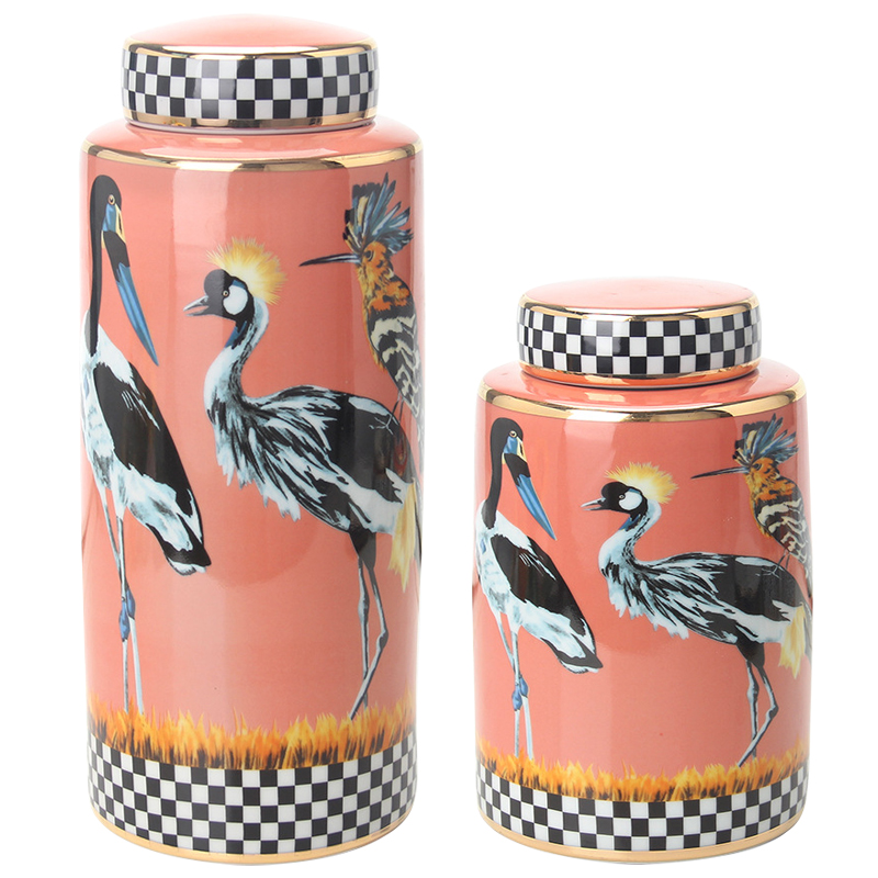 Ваза с крышкой Storks Vase Розовый Лососёвый Черно-белый Мульти Ваза с крышкой Storks Vase Розовый Лососёвый Черно-белый Мульти в Волгограде | Loft Concept