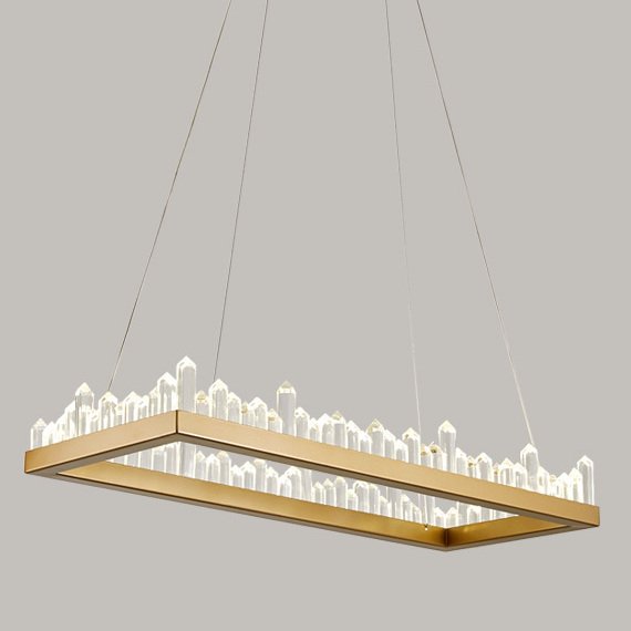 Люстра Crystal Rock Rectangle Chandelier Латунь Прозрачное Стекло Люстра Crystal Rock Rectangle Chandelier Латунь Прозрачное Стекло в Волгограде | Loft Concept