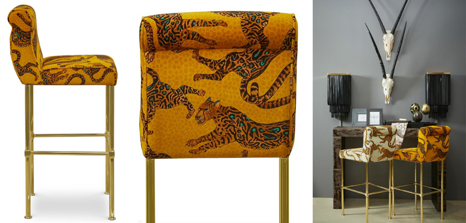 Барный Стул Сафари с орнаментом Kings Gold Bar Stool Оранжевый Барный Стул Сафари с орнаментом Kings Gold Bar Stool Оранжевый - Loft-Concept в Волгограде